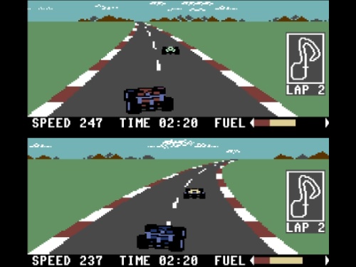 Gameplay of Pitstop II for Commodore 64